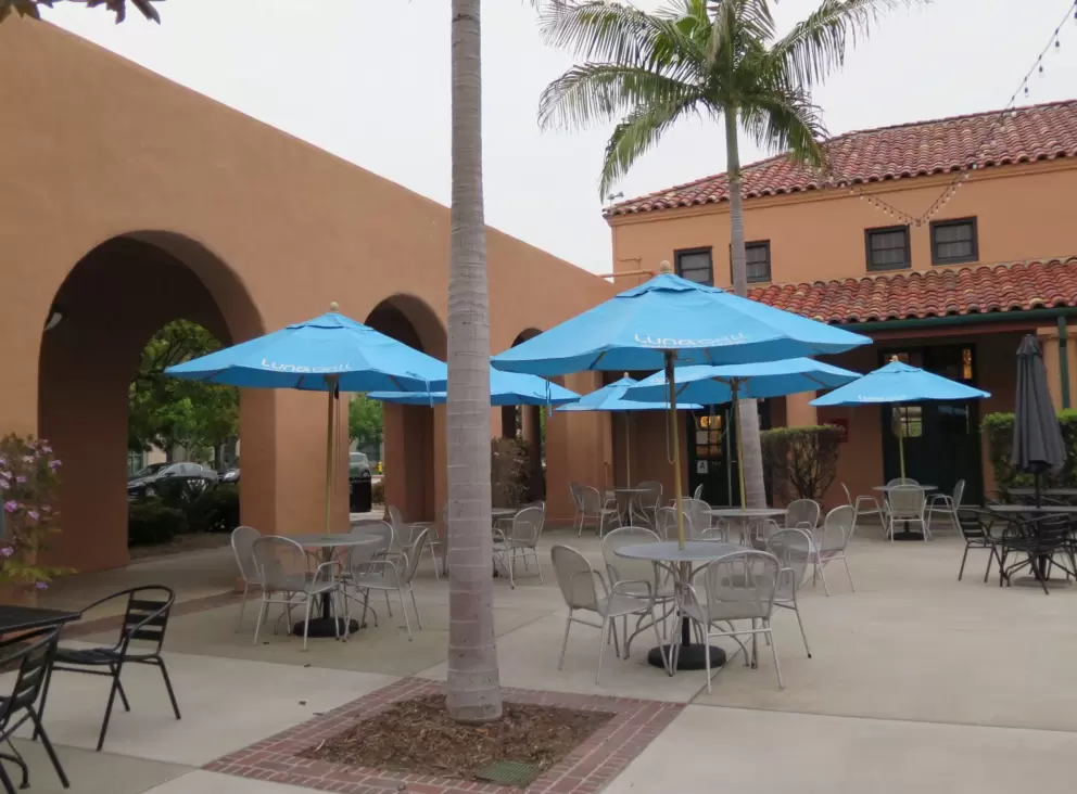 Blue umbrellas. 