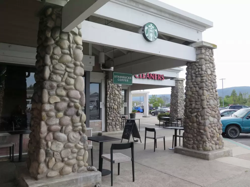 Starbucks at Carmel Mountain Ranch Town Center, a small shopping center with Trader Joe's Market. 