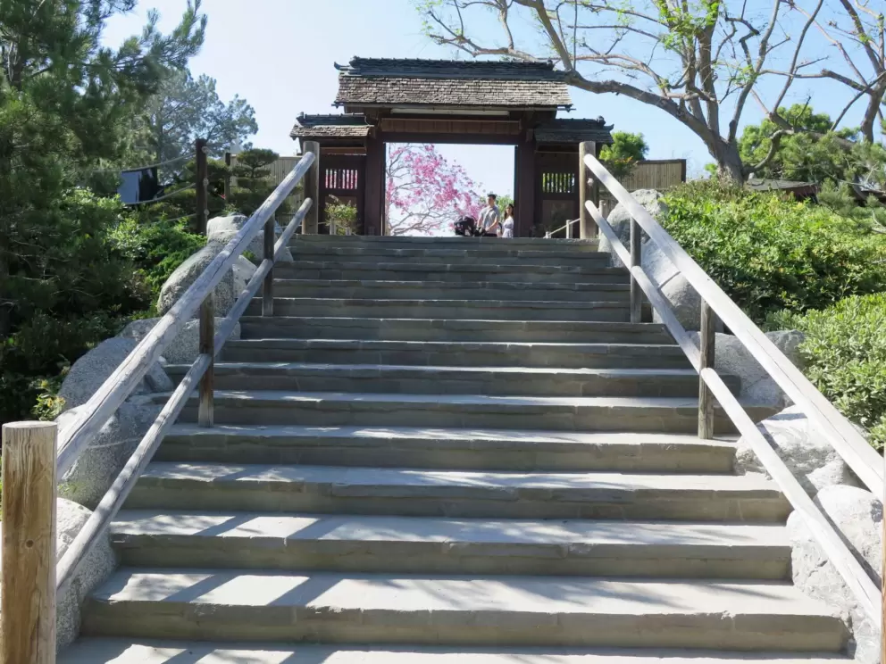 Gate at the top of stairs. 