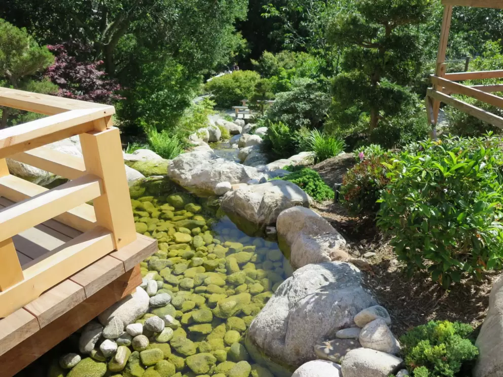 Large pebbles in the stream, by a lookout. 