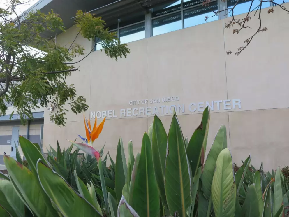 Nobel Recreation Center, and a bird of paradise flower. 