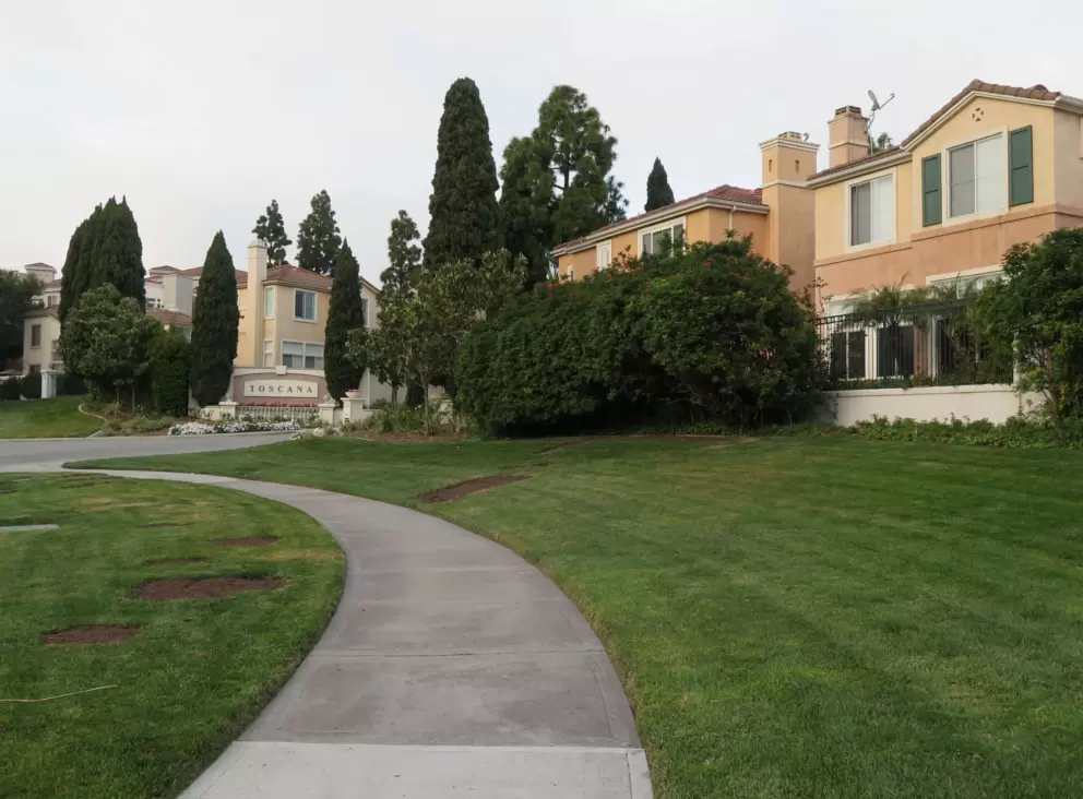 Tidy apartment buildings you can walk past, if you extend your walk. 