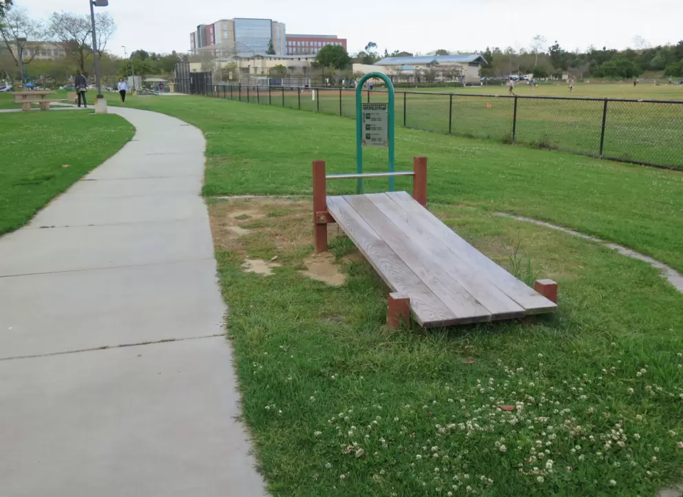 Exercise station along the path. 