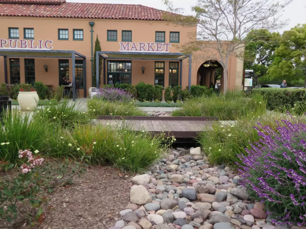 Landscaping outside the public market. 