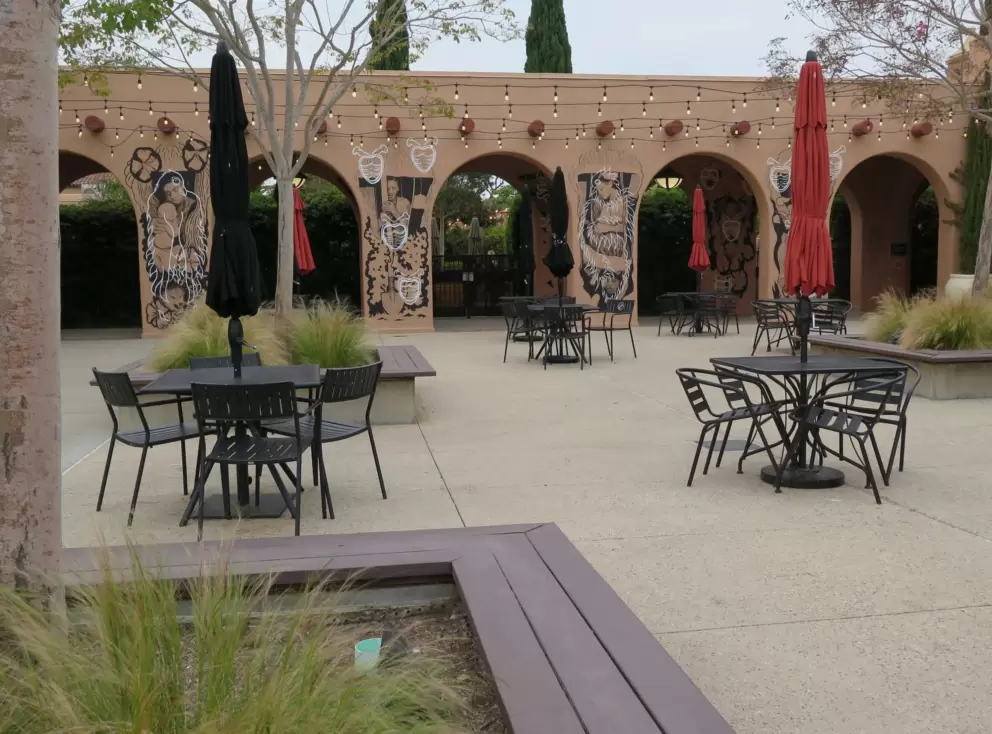 Pleasant courtyard outside Liberty Public Market. 