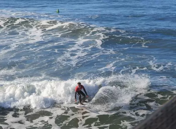 Winner of his heat, during the SLO Cal Surf Contest. 