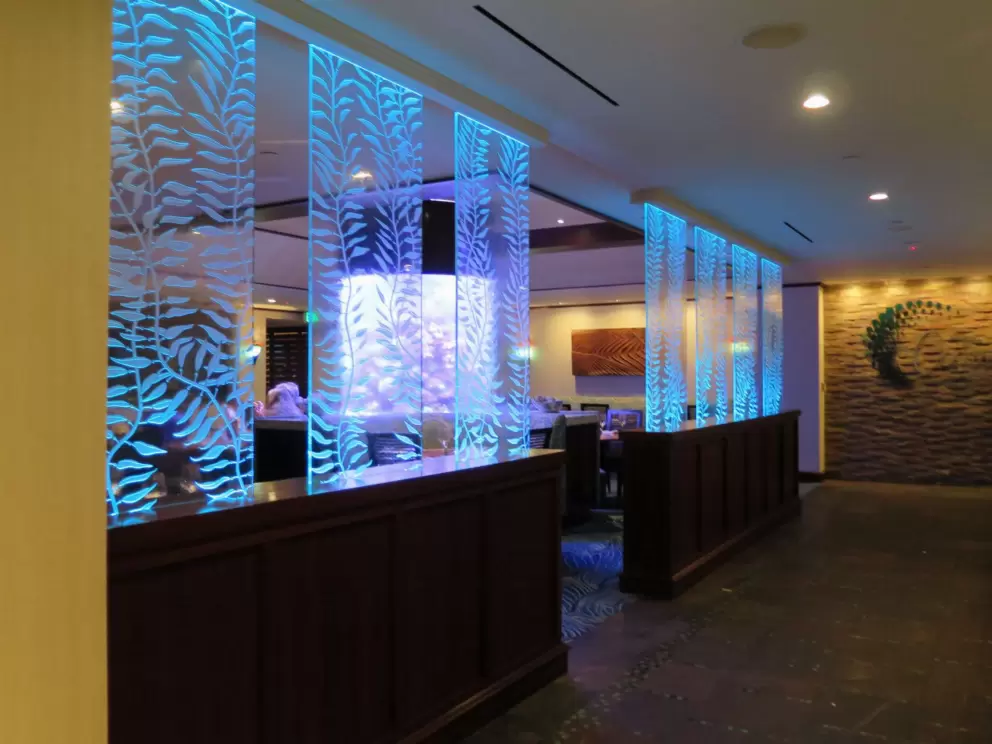 The entrance to Oceana Coastal Kitchen in Catamaran Resort Hotel.