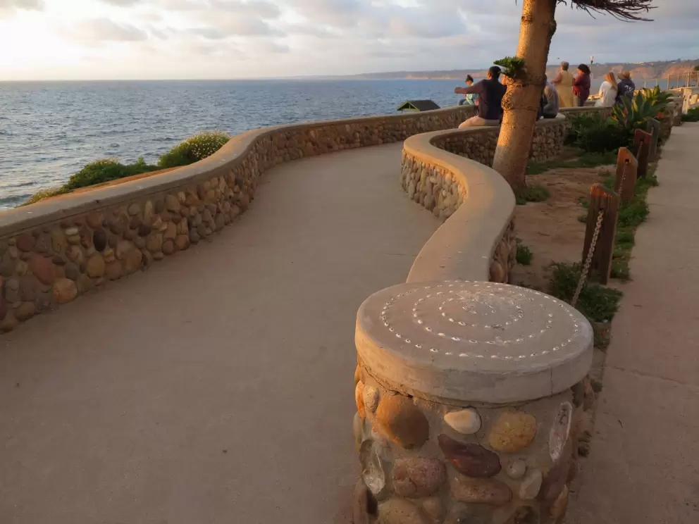 Spiral decoration on the stone wall. 