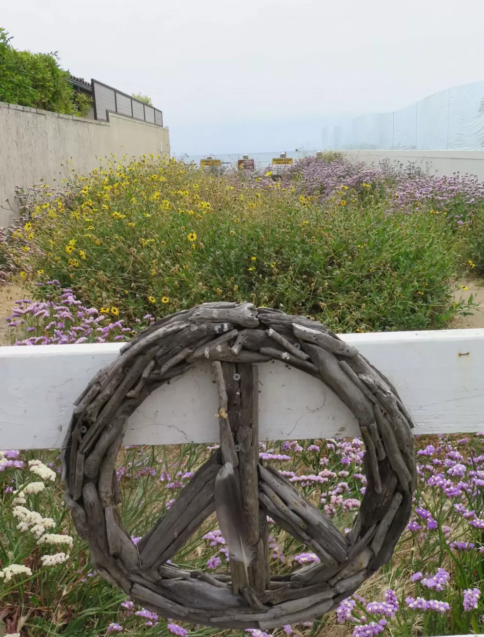 Peace sign on a fence. 