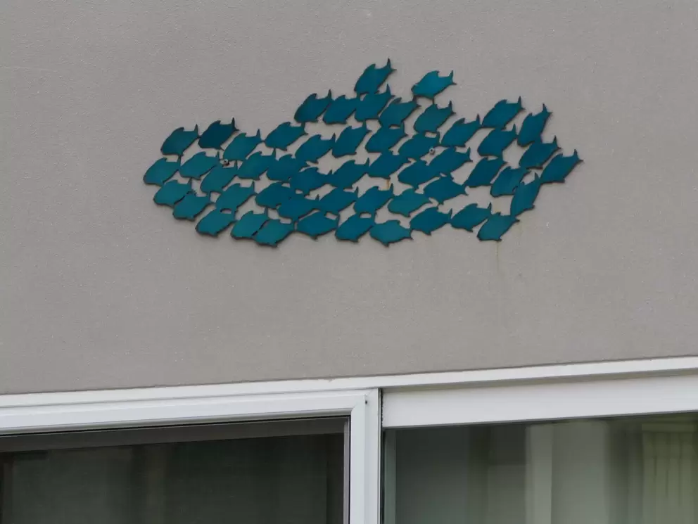 School of fish decoration above a window. 