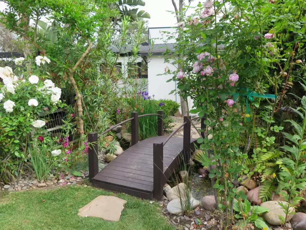Wooden bridge at Neel's Nursery. 