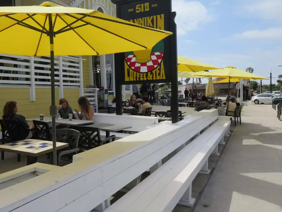 It's nice to sit outside Pannikin Coffee and Tea!