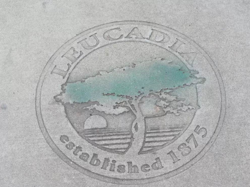 Leucadia town logo engraved on the sidewalk!