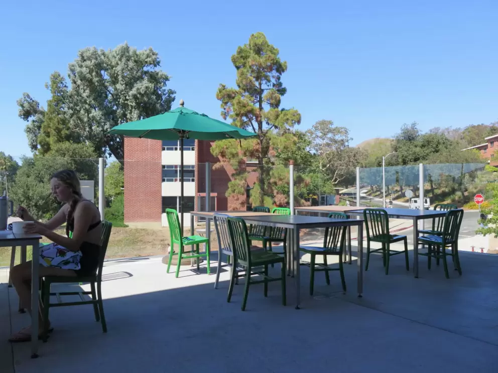 Pleasant spot on the balcony of Vista Grande Dining Hall.