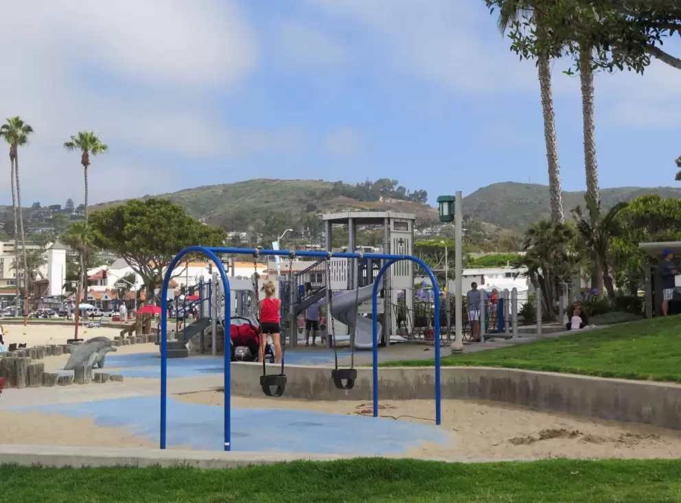 Baby swings at the playground. 