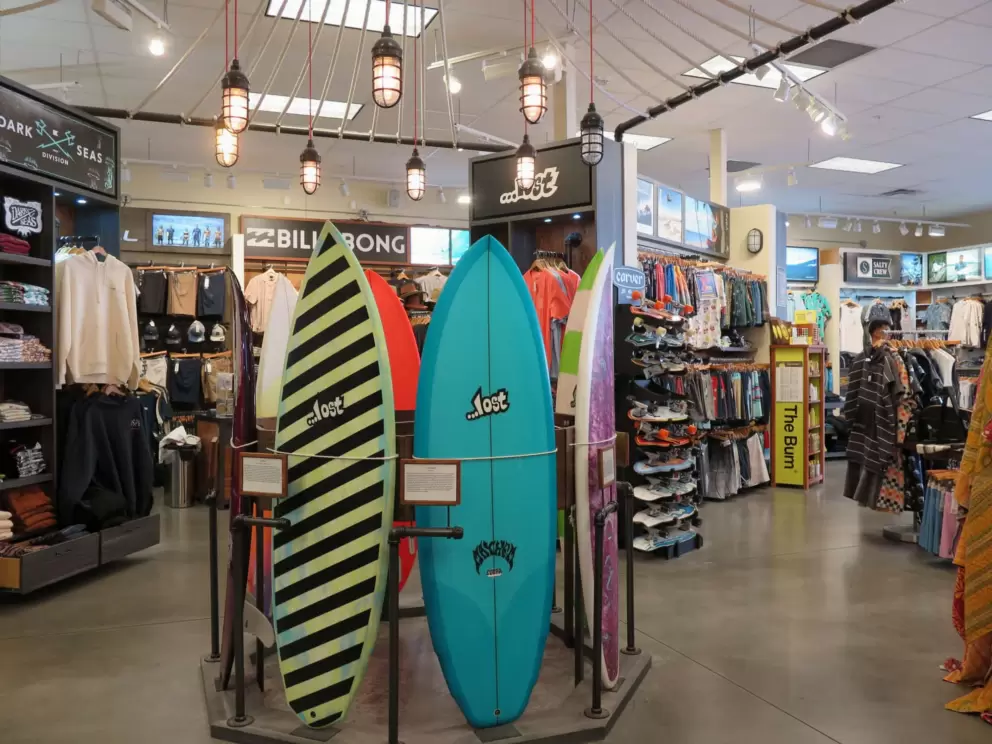 Inside the surf shop. 