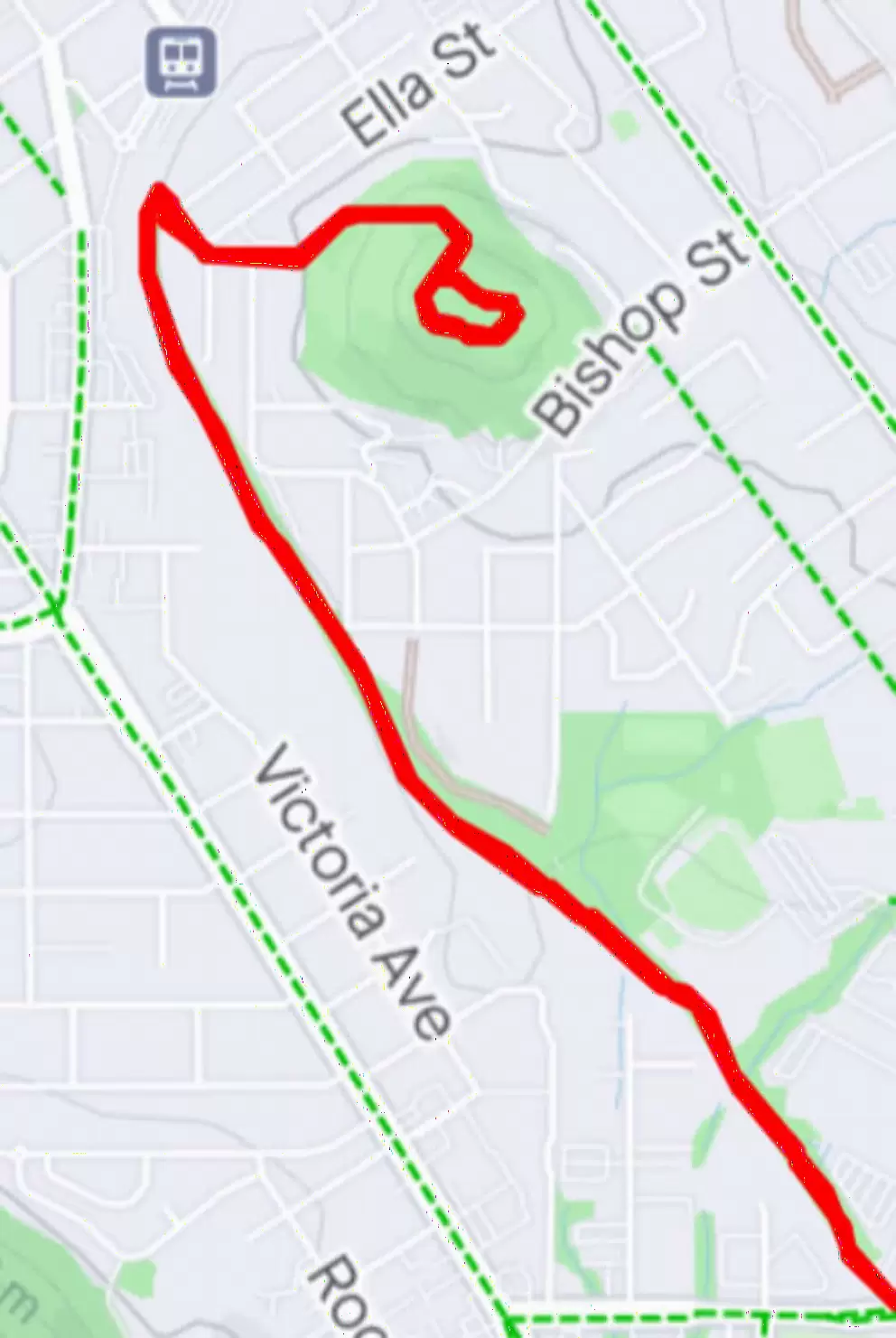 You can run 6.5 km along the Railroad Bike Path and then up into Terrace Hill Open Space, and back. 