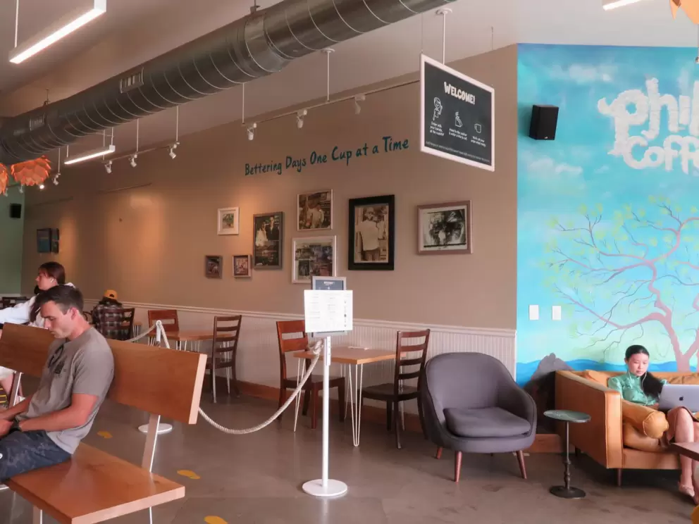 Inside Philz Coffee. 