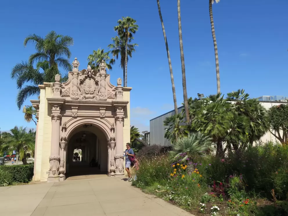 Shady walkway along El Prado, near Timken Museum of Art. 