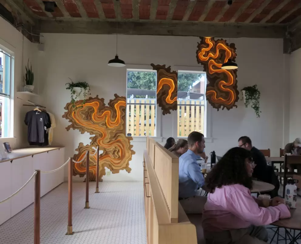 Inside Moniker Coffee. 