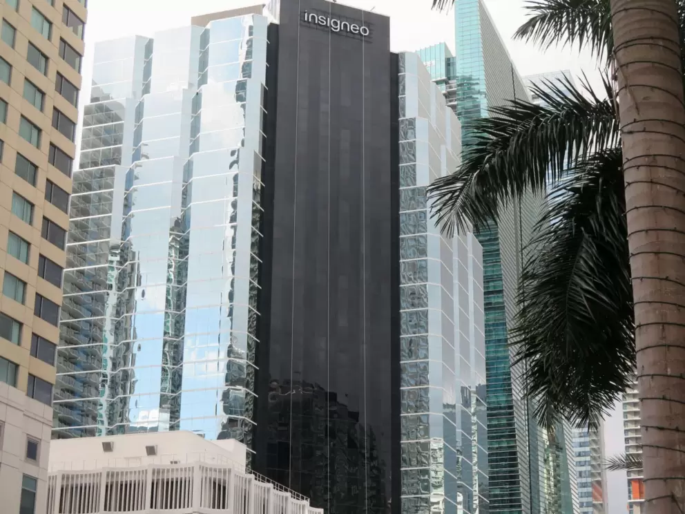 Glistening skyscrapers, as seen from Granier Bakery.