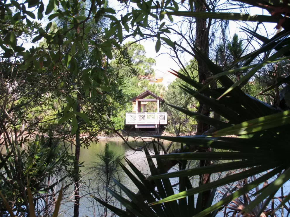 A gazebo on the pond at Osceola Woods neighborhood.