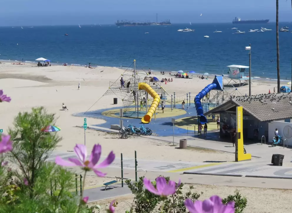 The children's playground at Long Beach City Beach, below Bluff Park. 