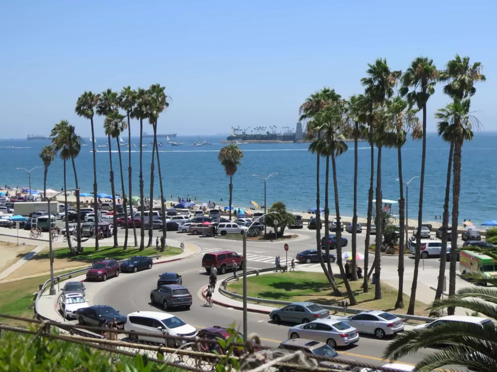 The popular beach below. 