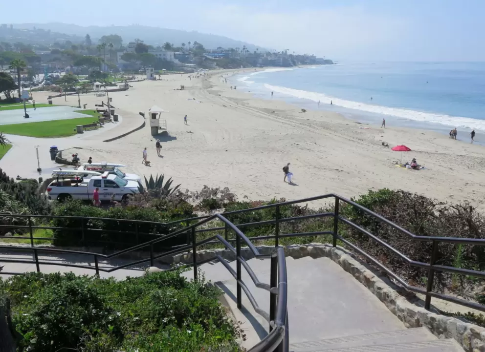 Looking down at the beach from the stairs that leads to Heisler Park. 