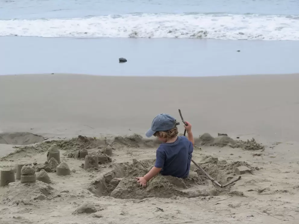 Building sand castles.