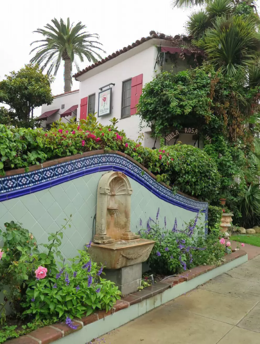 Spanish fountain and hotel, on Cabrillo Blvd. 