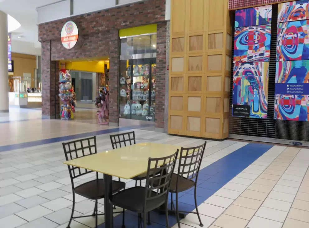Table in the mall. 