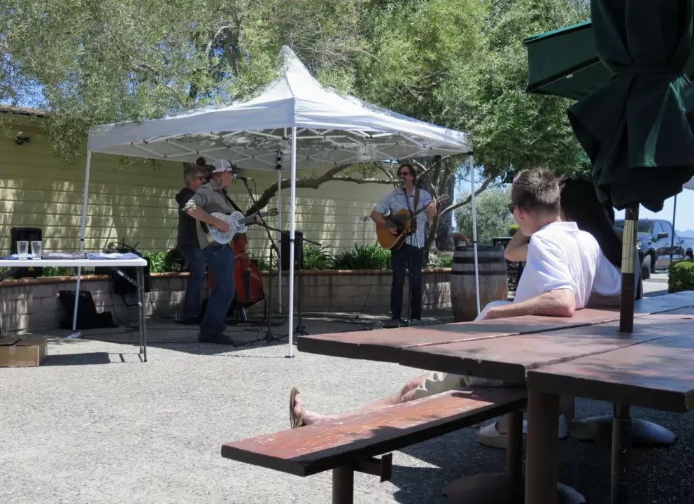 Watching a live band play at the winery.