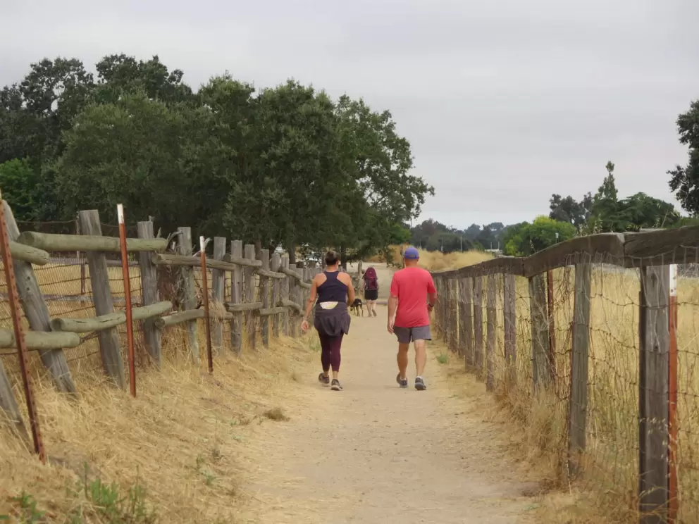 Walking the trail. 