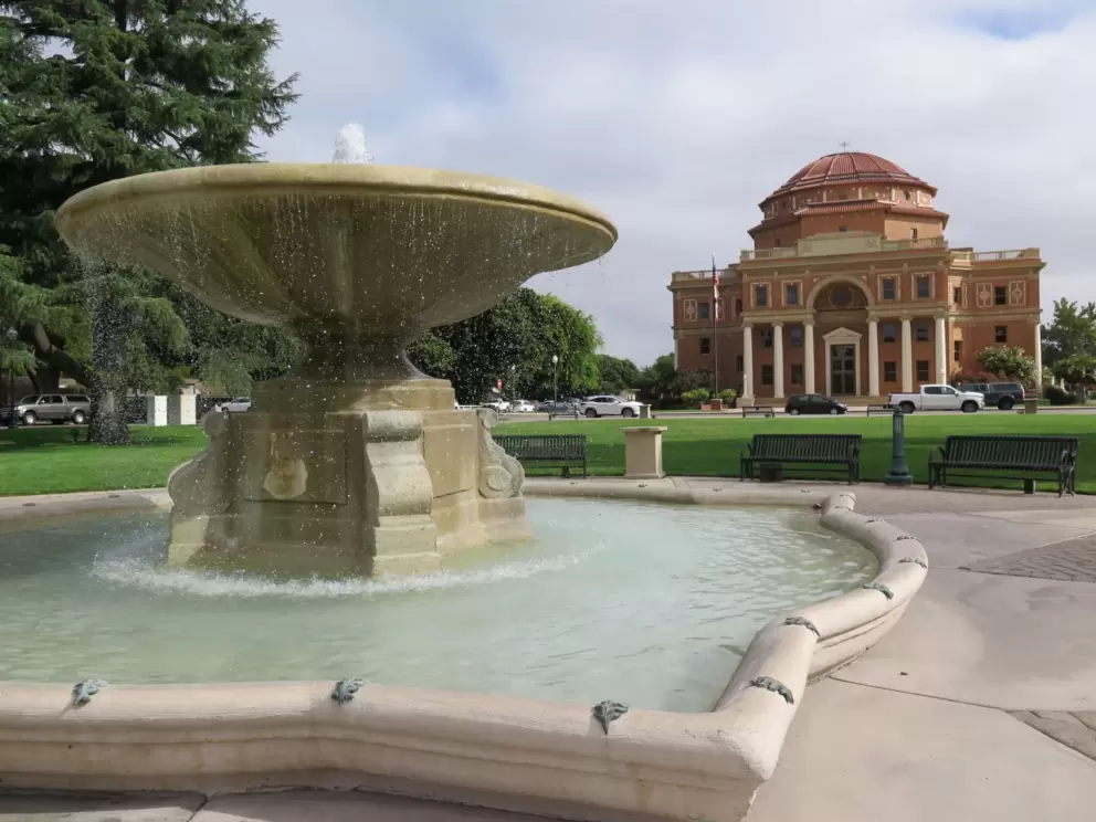 Fountain in the sunken gardens. 