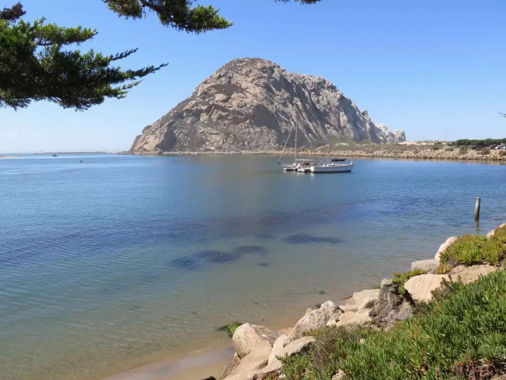 View of Morro Rock, and beautiful water, on a sunny September day. 