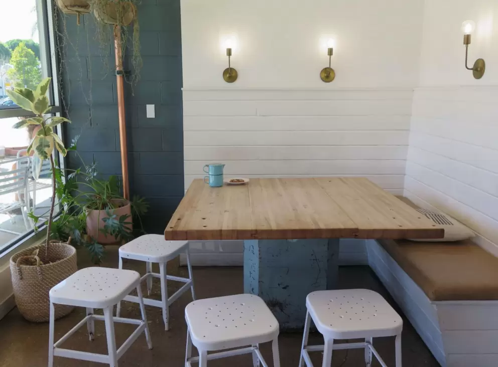 I love the table in the corner at Scout Coffee Foothill branch. 