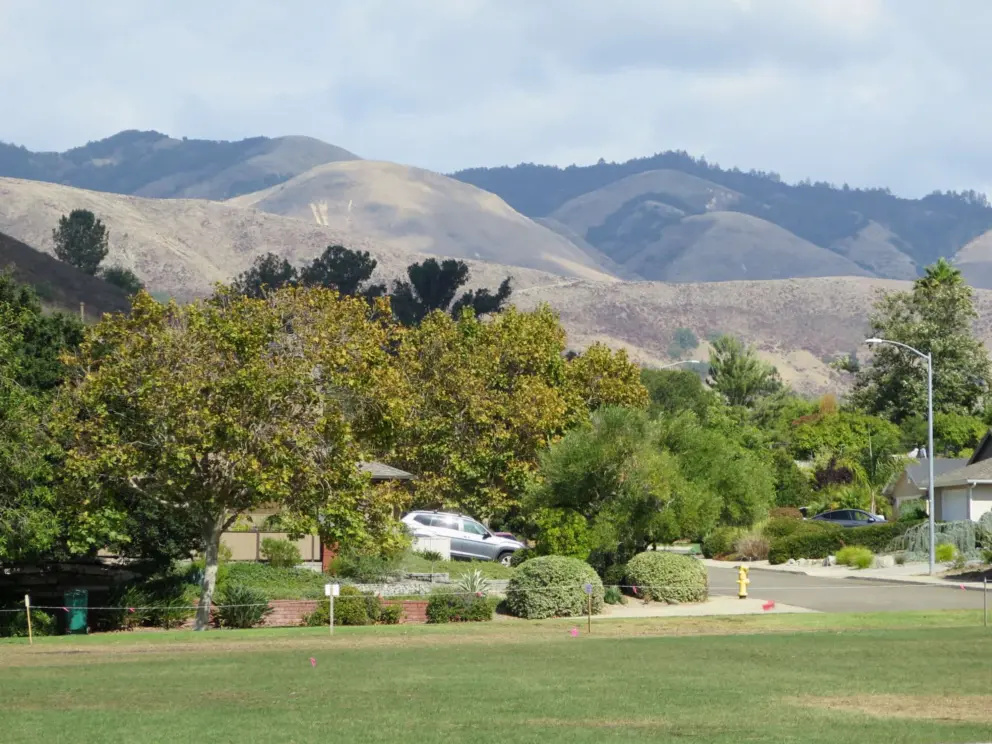 Mountain view from the field at French Park. 