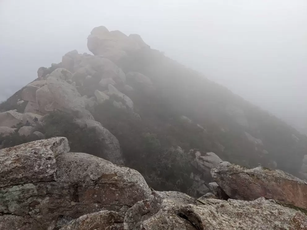 Fog at the top. 