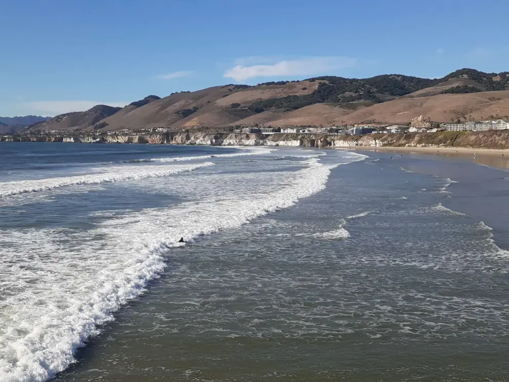 White waves, as seen from the pier. 