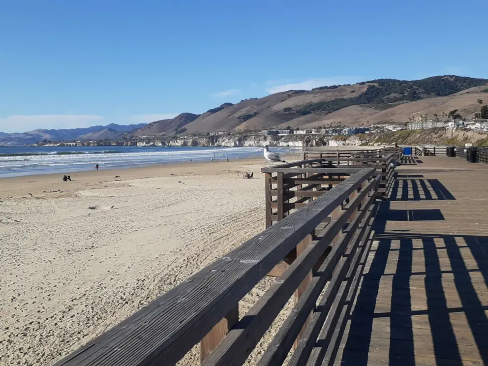 Wooden boardwalk by the pier. 