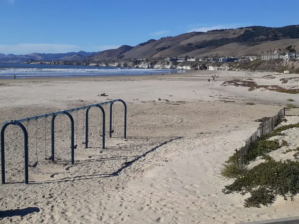 Swings in the sand. 