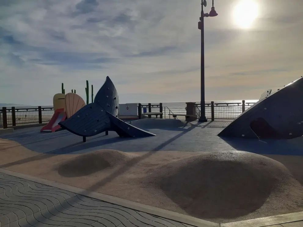 The playground at sunset. 