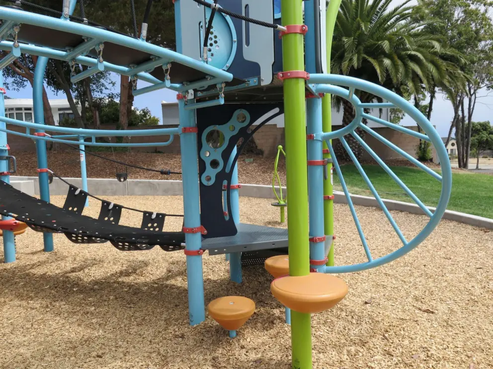 A sideways climby and monkey bars. 