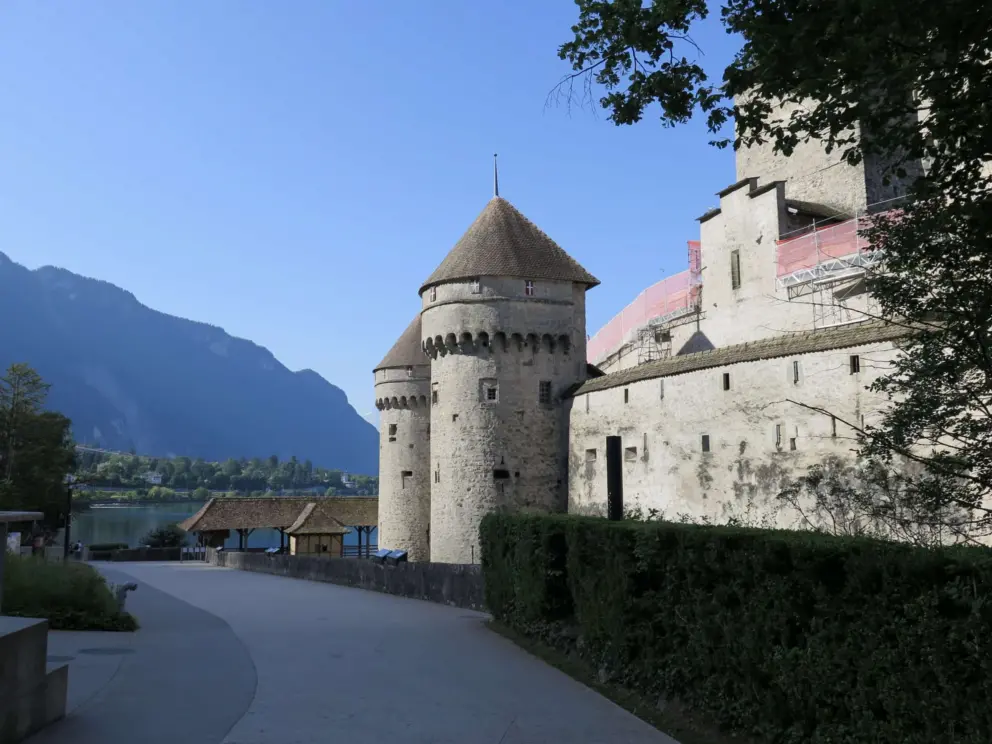 View of the castle from the patio of Cafe Byron.