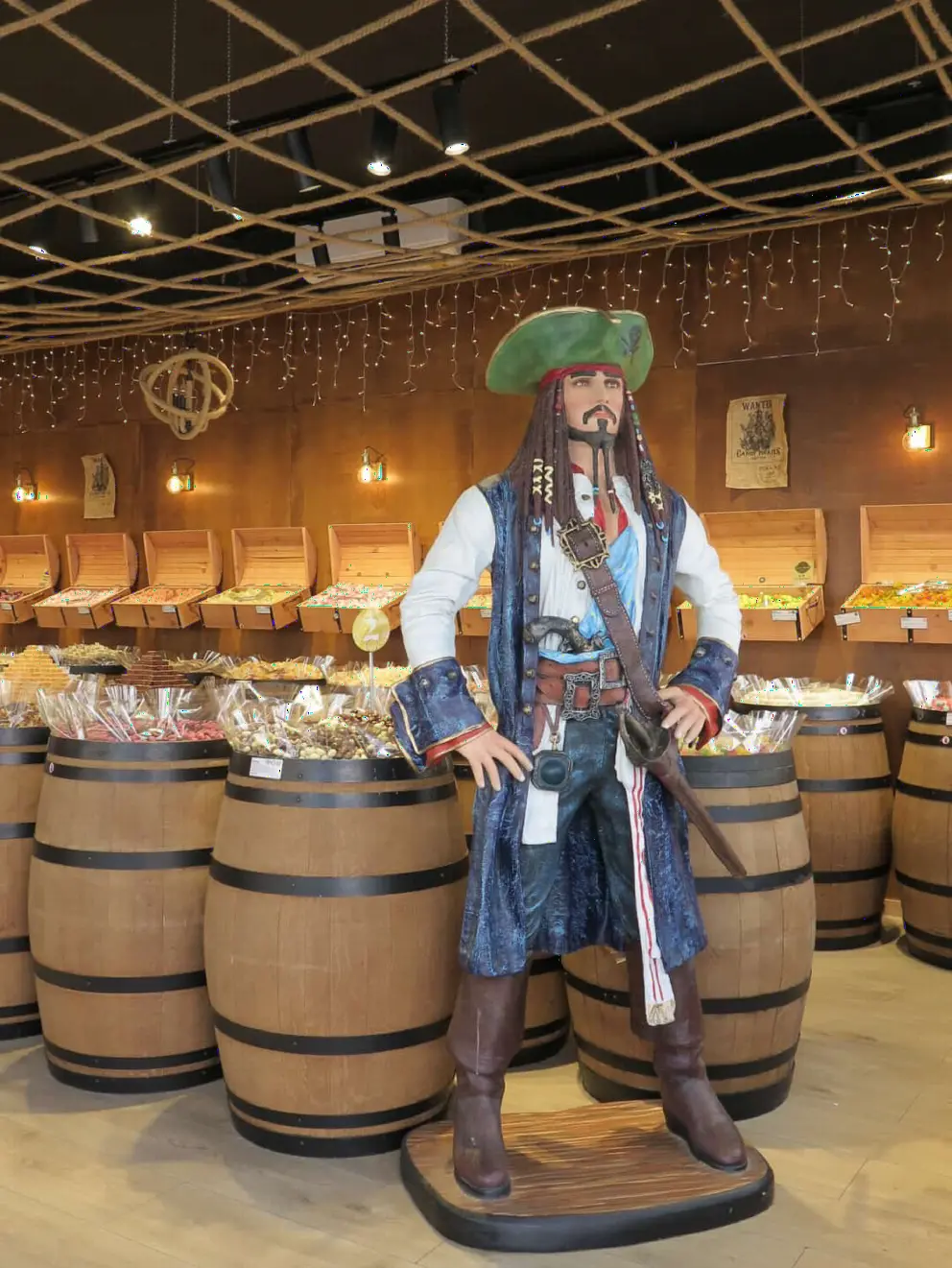 Pirate statue inside Jamin candy shop on Leidsestraat. 