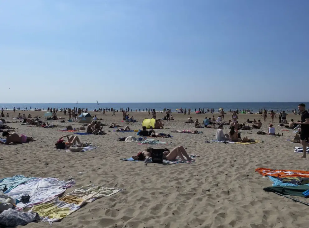 Lily white Dutch people sunning themselves after winter. 