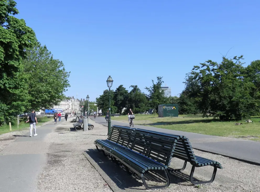 Koekamp is a park near the train station. It has separate paths for walking and biking. 