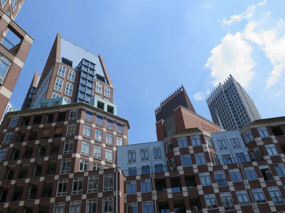 Unique skyscrapers, as seen from Muzenplein. 
