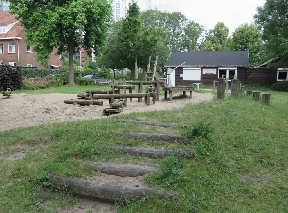 The water play area is in the back of the park. 